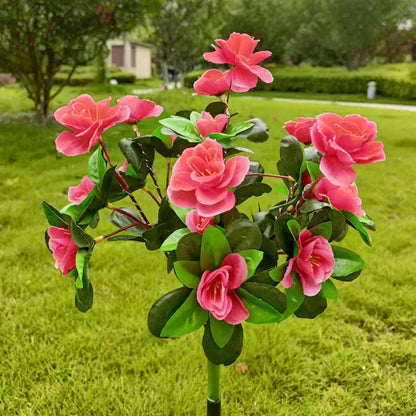 1PC Solar Powered Red Azalea Flower Stake Lights Waterproof LED Floral Garden Lights for Outdoor Patio Yard Pathway Decor