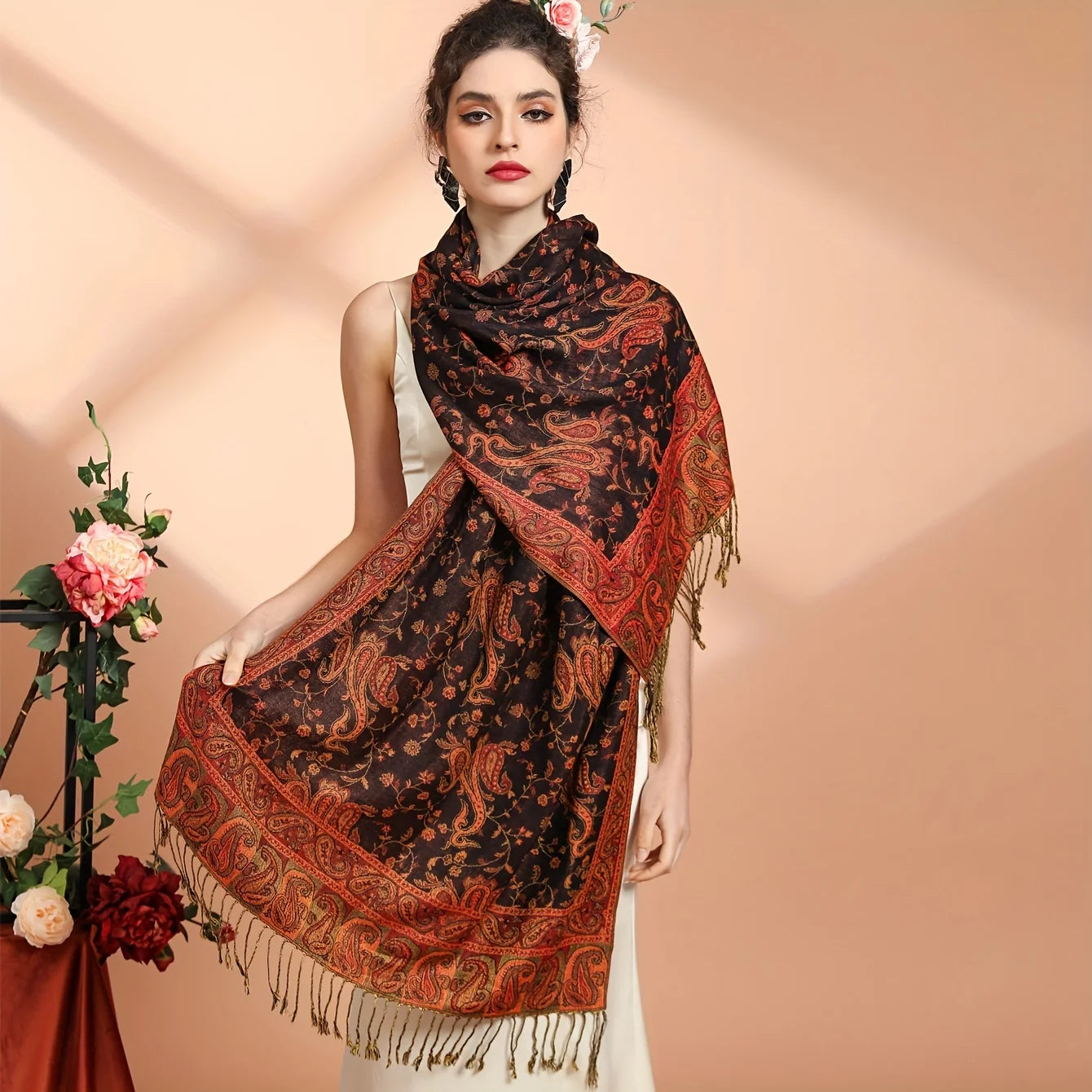 Autumn Winter Scarf Women Pashmina Shawls Cashmere Blanket Paisley Warm Thick Chunky Stoles Lady Elegant Poncho Outdoor Bufanda