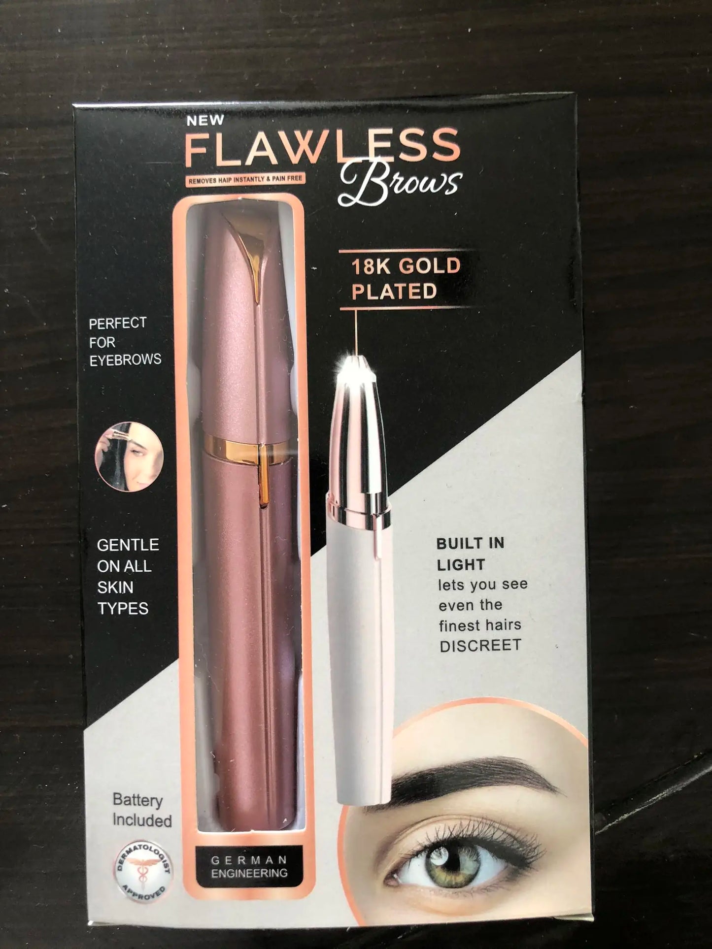 Mini Electric Eyebrow Trimmer Pen - Painless Hair Remover with LED Light for Facial Brows