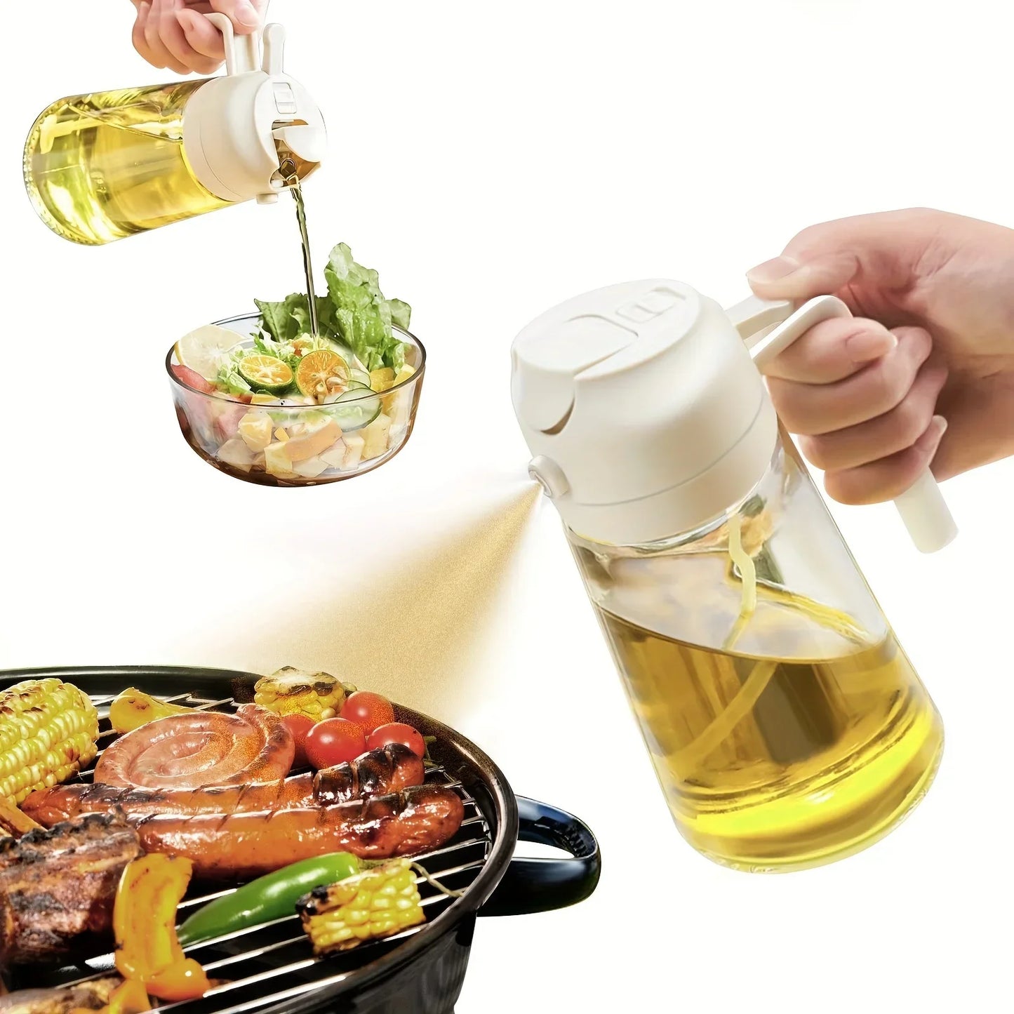 Oil Cruet Kitchen Olive Oil Spray Dual Purpose Kitchen Oil Spray Can Leakproof  Spray Bottle Kitchen Household