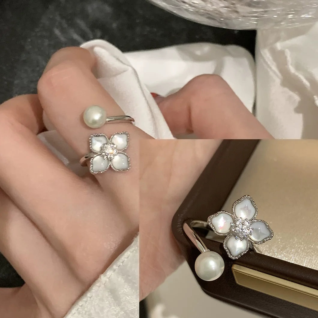 VENTFILLE 925 Sterling Silve Love Heart  Ring for Women Girl Gift Line Pearl Korean Sweet  Jewelry Birthday Gift Dropshipping