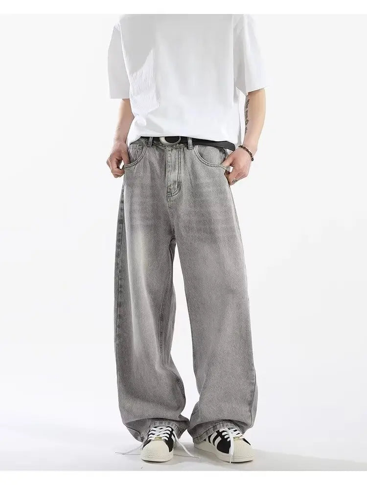 Men's Baggy Jeans Unisex Y2K Trendy Casual Wide Leg Denim Pants High Street Oversize Trousers American Style Streetwear Fashion