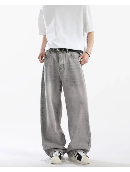 Men's Baggy Jeans Unisex Y2K Trendy Casual Wide Leg Denim Pants High Street Oversize Trousers American Style Streetwear Fashion