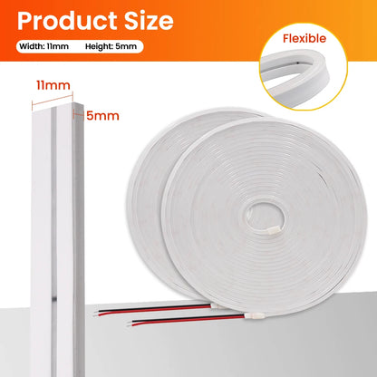 12V 24V 5M 10M 20M LED Neon Sign Strip Light Waterproof Silicone Rope Lights Flexible Lamp with 2pin Wire 120LED 2835 0.5M Decor