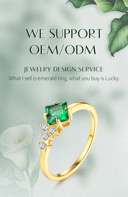 ATTAGEMS 925 Sterling Silver 18K Gold Plated Emerald Engagement Ring Wedding Bands Fine Jewelry Wholesale Drop Shipping