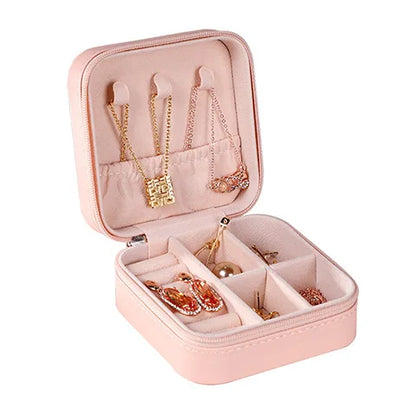 Square Jewelry Organizer Box with Lid | 6-Color Travel Case for Earrings, Necklaces & Rings - Gift for Women