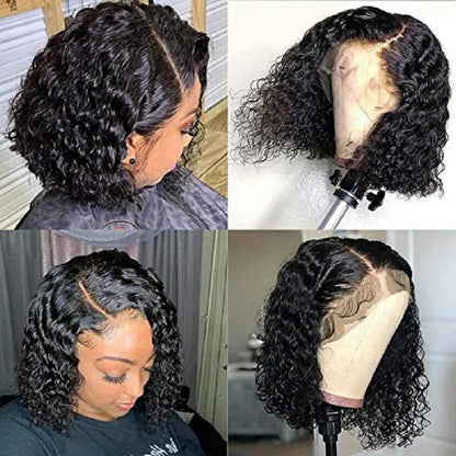 14 inches Short Bob Wigs Deep Wave Rose Net Wigs Short Curly Bob Wig Glueless Machine Made Wigs For Women