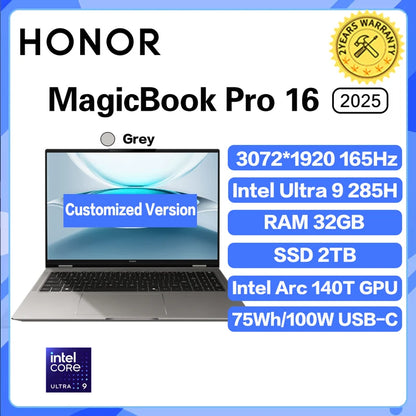 Honor MagicBook Pro 16 Laptop Ultra5 225H/Ultra9 285H 24G/32G 1T 3.1K 165Hz Honor Laptop Notebook Ultrabook Game Computer