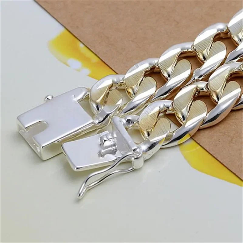 925 Sterling Silver Solid 10mm chain Bracelet men women Chain noble wedding Jewelry fashion charms party birthday gift
