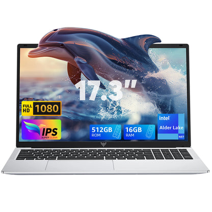 ACEMAGIC Laptop 17.3” FHD Laptop Intel Alder Lake N97 16GB RAM 512GB SSD Windows 11 Pro Notebook 180° Flip Computer Wifi5 BT5.0