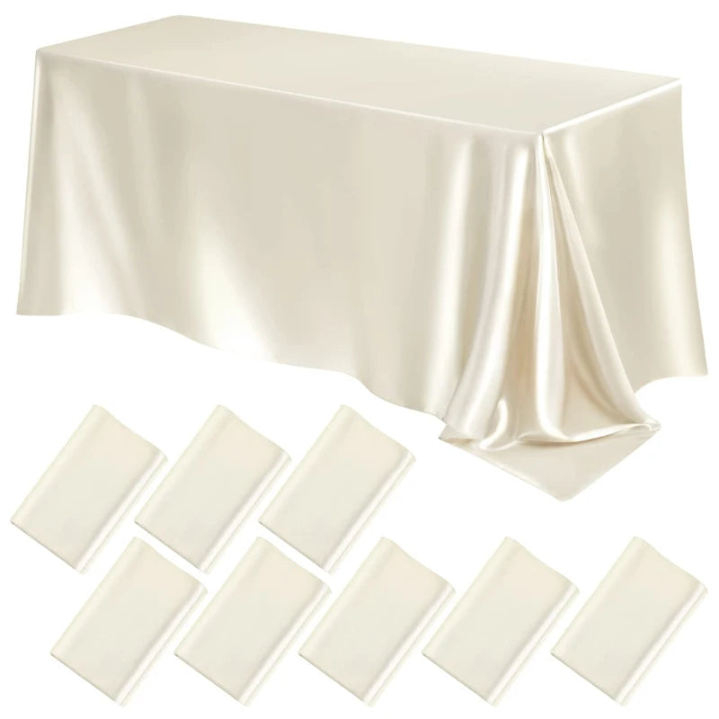 Rectangle Wedding Satin LargeTablecloth Bright Smooth Silk Table Cover Christmas Anniversary Dining Party high-end Table Decor