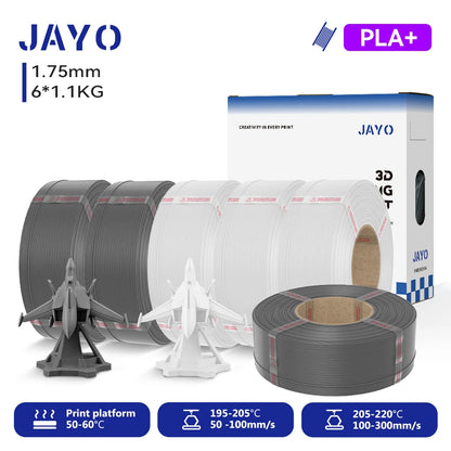 JAYO Refill PETG/PLA+ Filament 1.75mm Refill 3D Printer Filament, Suitable for Bambu Lab Filament & JAYO Reusable spools 6Rolls