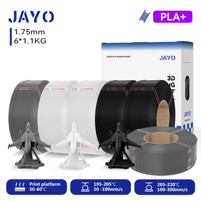 JAYO Refill PETG/PLA+ Filament 1.75mm Refill 3D Printer Filament, Suitable for Bambu Lab Filament & JAYO Reusable spools 6Rolls