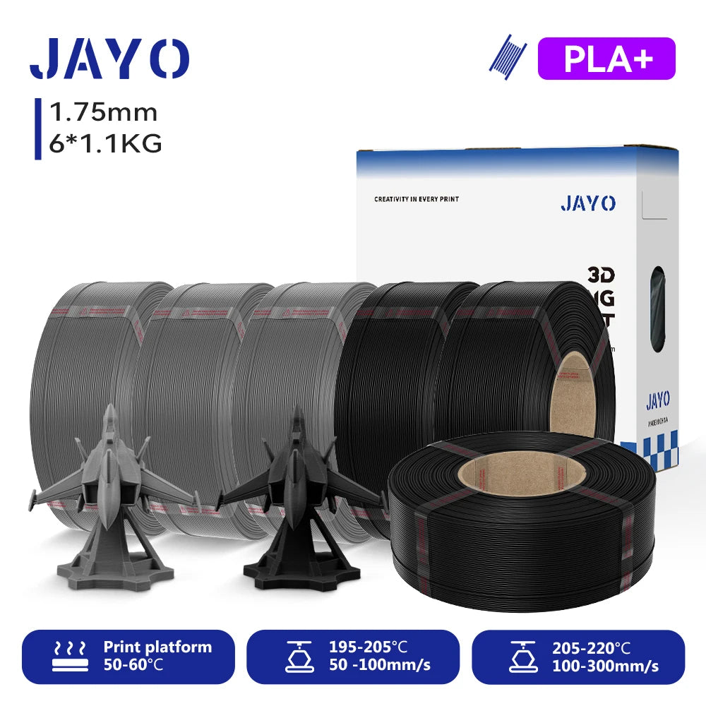 JAYO Refill PETG/PLA+ Filament 1.75mm Refill 3D Printer Filament, Suitable for Bambu Lab Filament & JAYO Reusable spools 6Rolls