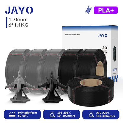 JAYO Refill PETG/PLA+ Filament 1.75mm Refill 3D Printer Filament, Suitable for Bambu Lab Filament & JAYO Reusable spools 6Rolls