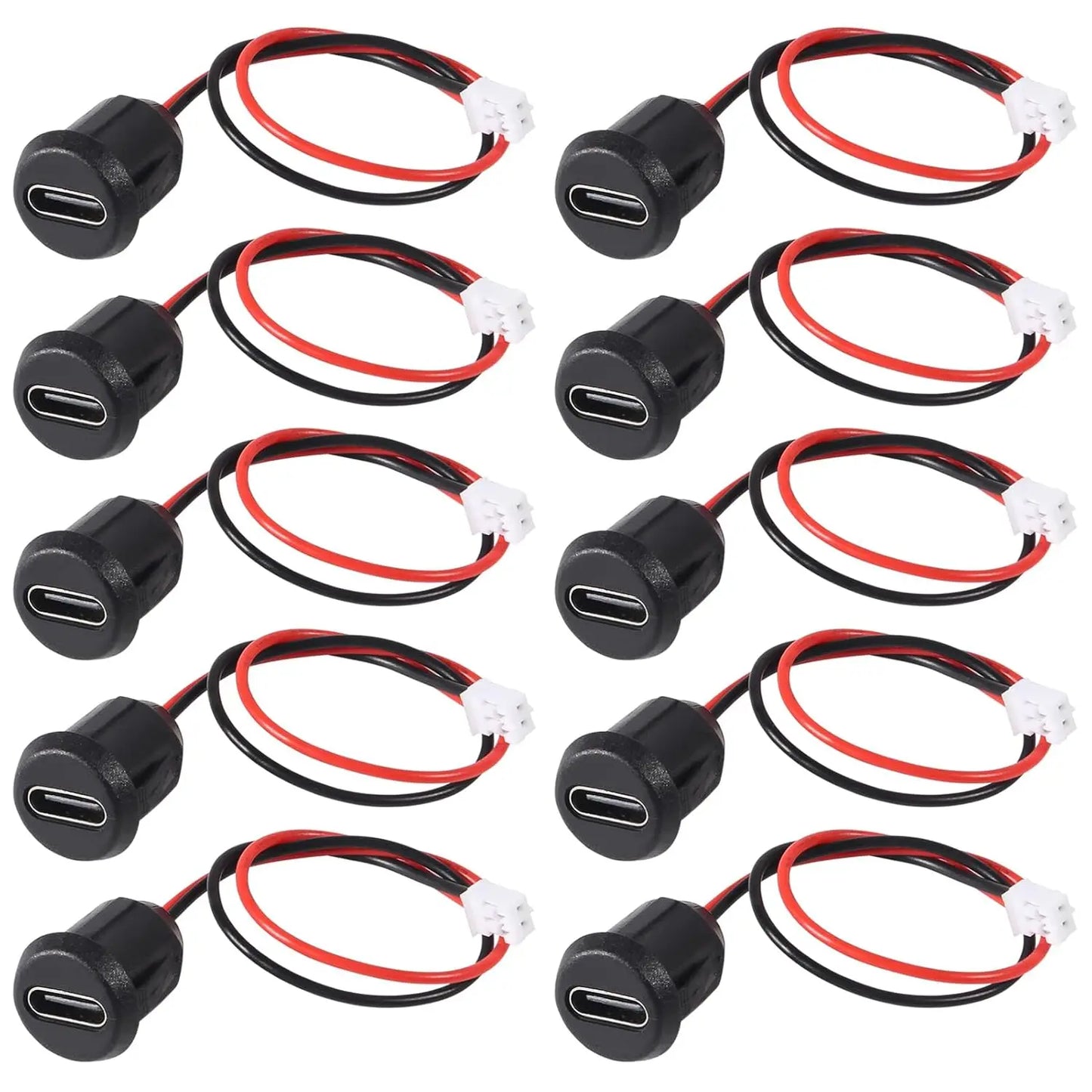 10/20PCS Type-C Female 2P Direct Crimp USB Female Chassis C Connector Jack Female Charging Port Waterproof with Card Buckle