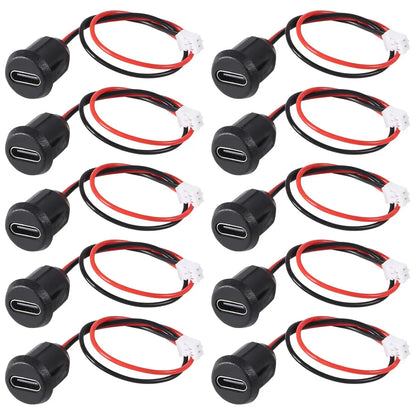 10/20PCS Type-C Female 2P Direct Crimp USB Female Chassis C Connector Jack Female Charging Port Waterproof with Card Buckle