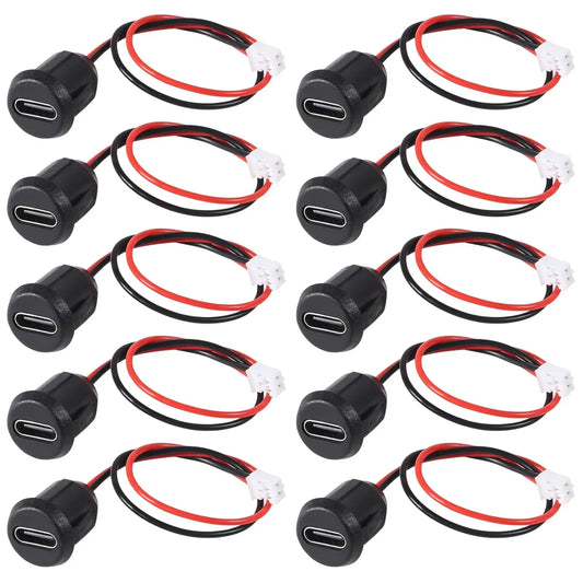 10/20PCS Type-C Female 2P Direct Crimp USB Female Chassis C Connector Jack Female Charging Port Waterproof with Card Buckle