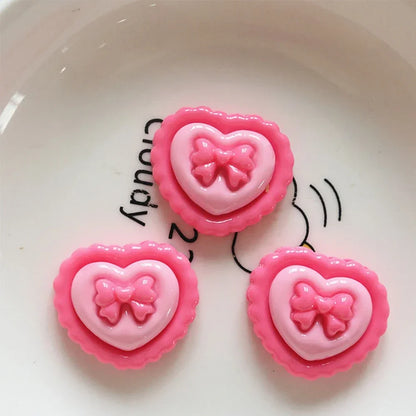 10PCS Shiny Rose Red Bear Flower Miniature Resin Flat Back Cabochons For Hairpin Scrapbooking DIY Home Decor Craft Accessories