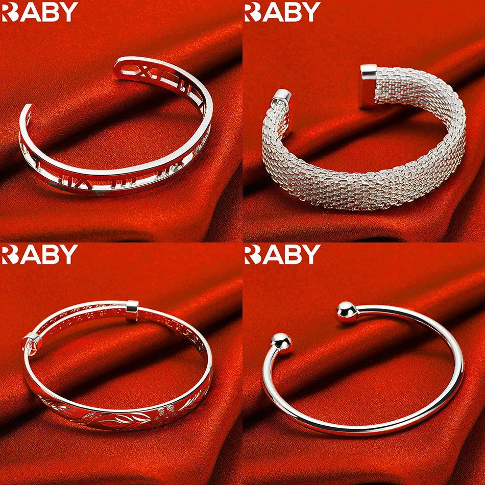 URBABY 925 Sterling Silver Bangle Design Bracelets For Women Charm Trend Birthday Gifts Fashion Party Fine Jewelry