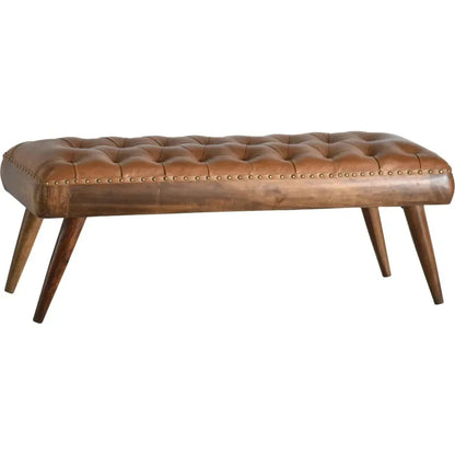Selanra Leather Brown Ottoman