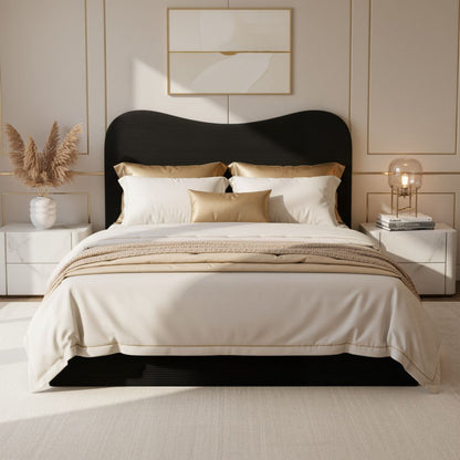 Sele Black Velvet Modern Bed