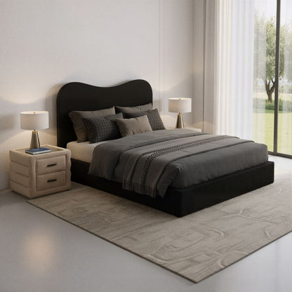 Sele Black Velvet Modern Bed