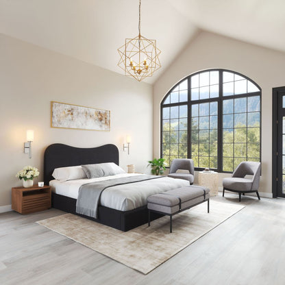 Sele Black Velvet Modern Bed