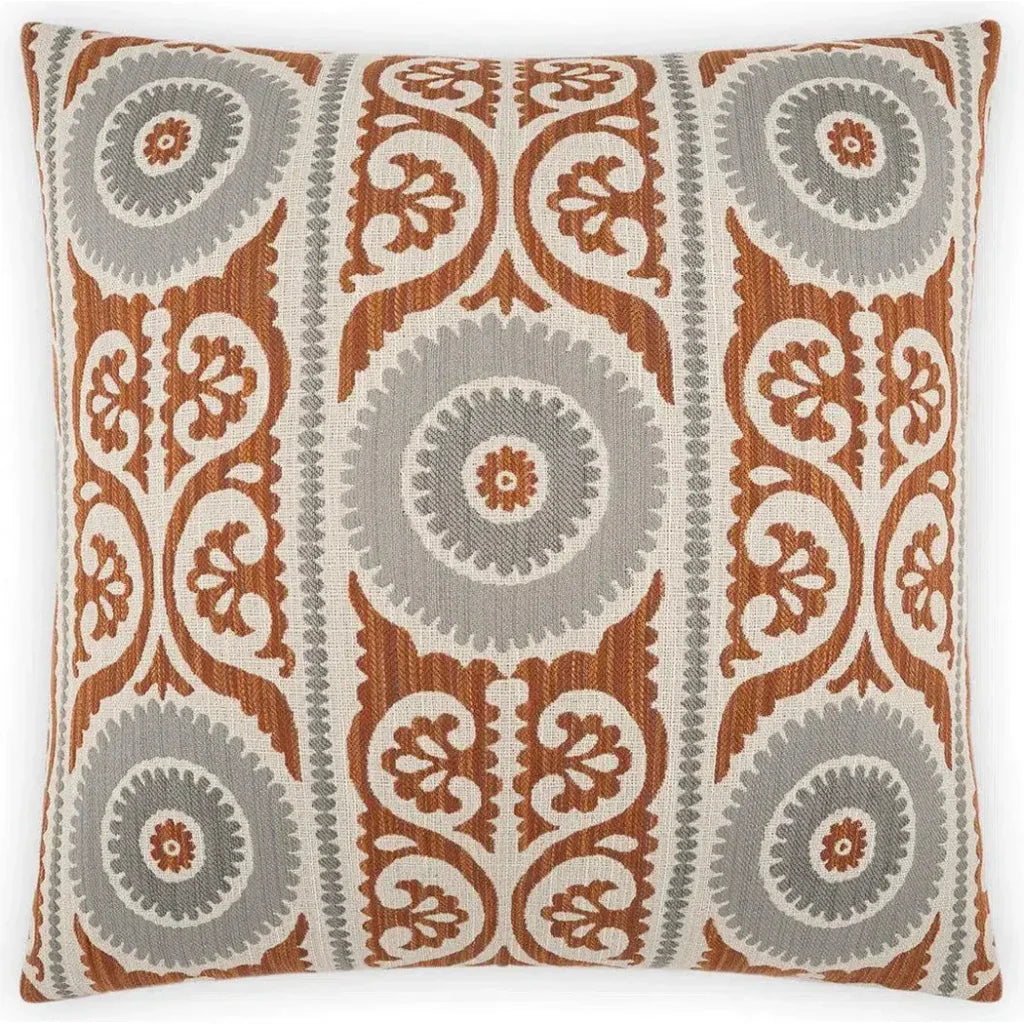 Selma Rust Grey Throw Pillow With Insert