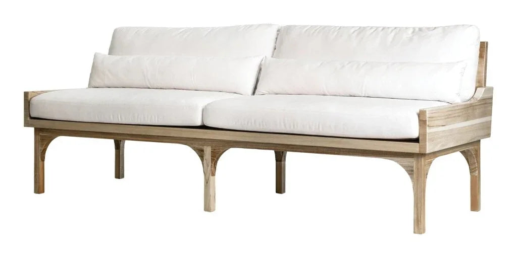 Serenique Sun Bleached Teak Patio 3-Seat Sofa