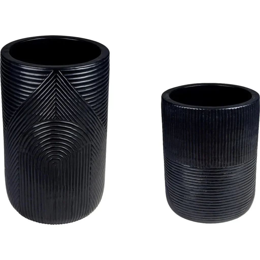 Serenity Black Outdoor Planter Set of 2