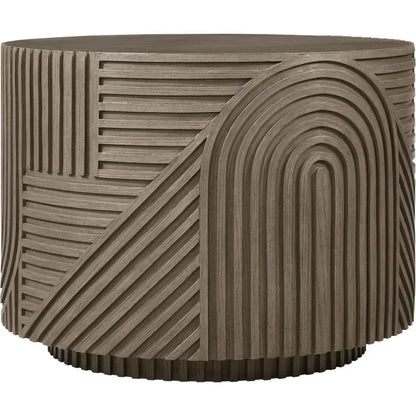 Serenity Round Drum Table - Brown Outdoor Accent Table