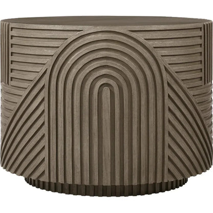 Serenity Round Drum Table - Brown Outdoor Accent Table