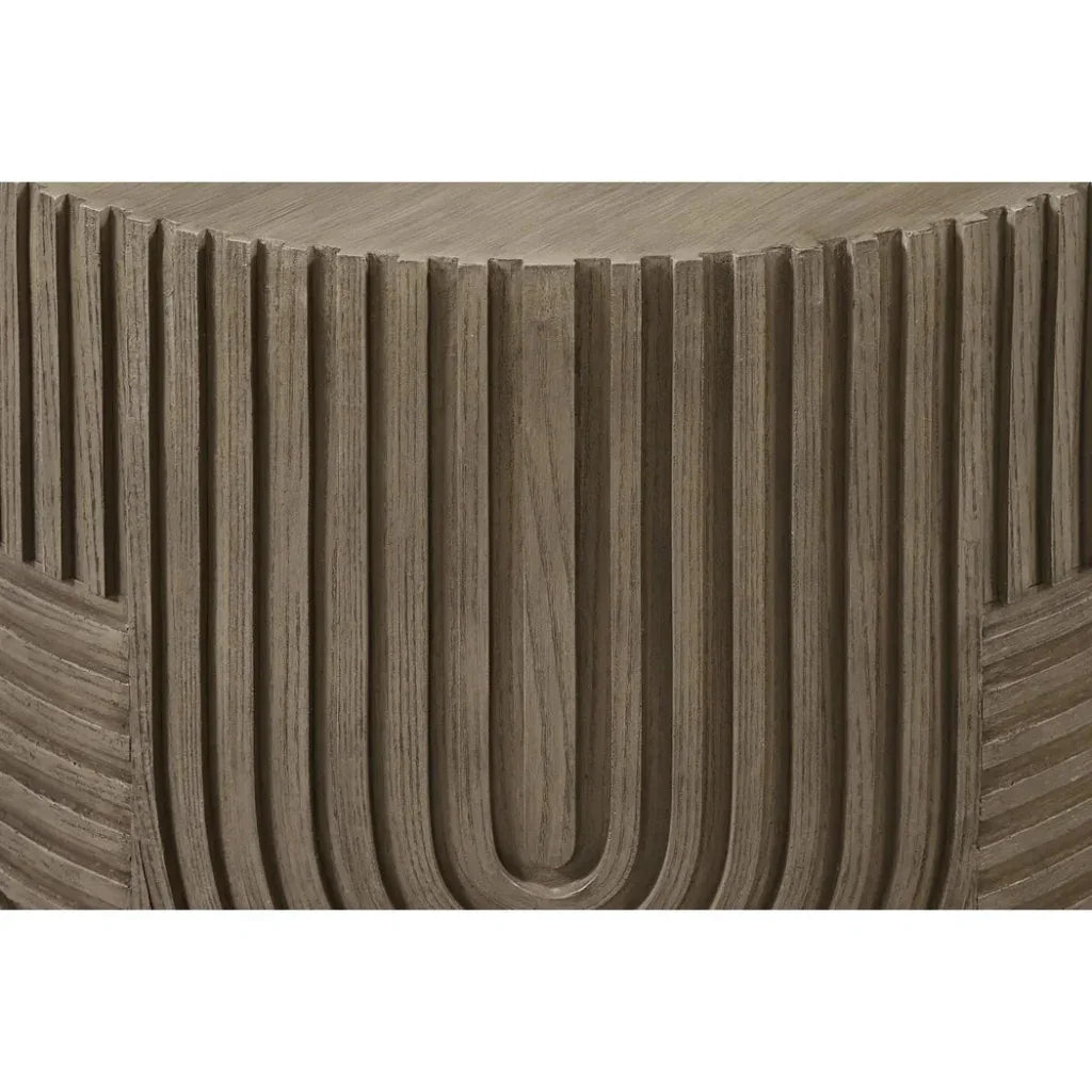 Serenity Round Drum Table - Brown Outdoor Accent Table