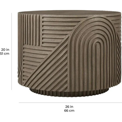 Serenity Round Drum Table - Brown Outdoor Accent Table