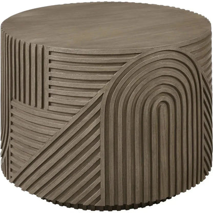 Serenity Round Drum Table - Brown Outdoor Accent Table