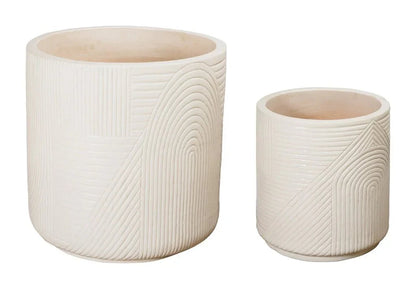 Serenity Textured Ceramic Patio Planter (Set Of 2)
