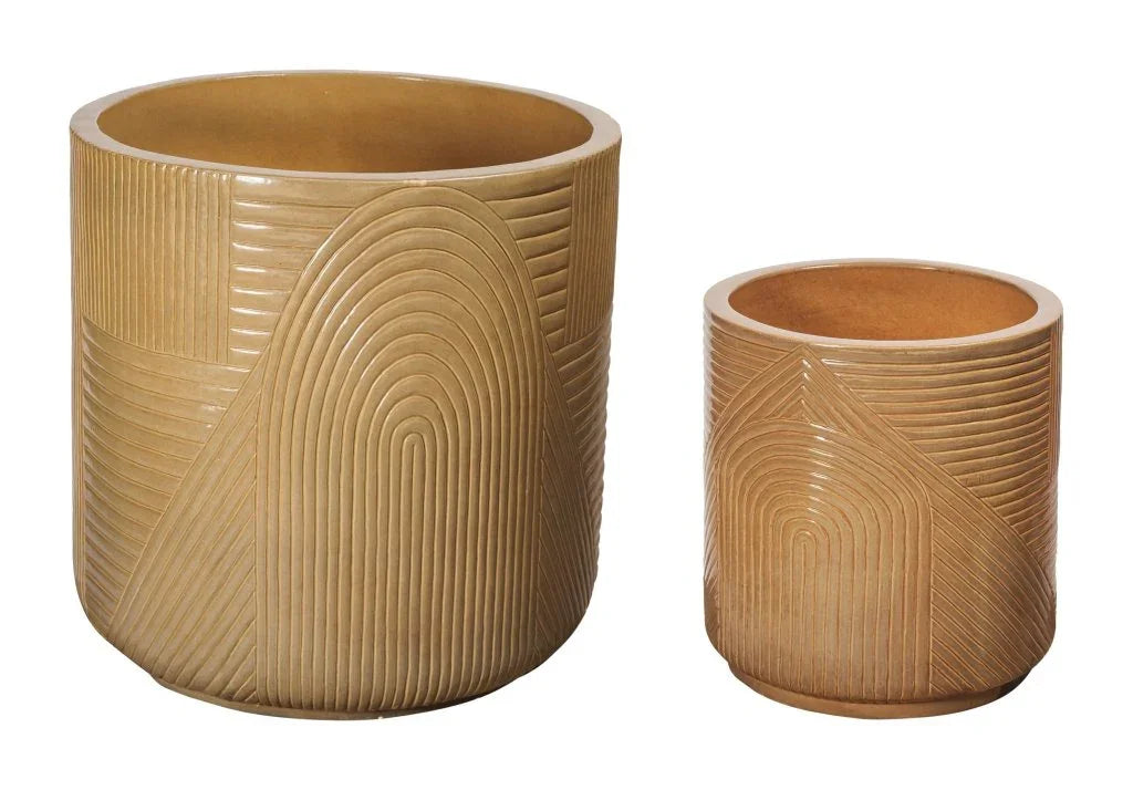 Serenity Textured Ceramic Patio Planter (Set Of 2)