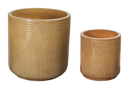 Serenity Textured Ceramic Patio Planter (Set Of 2)
