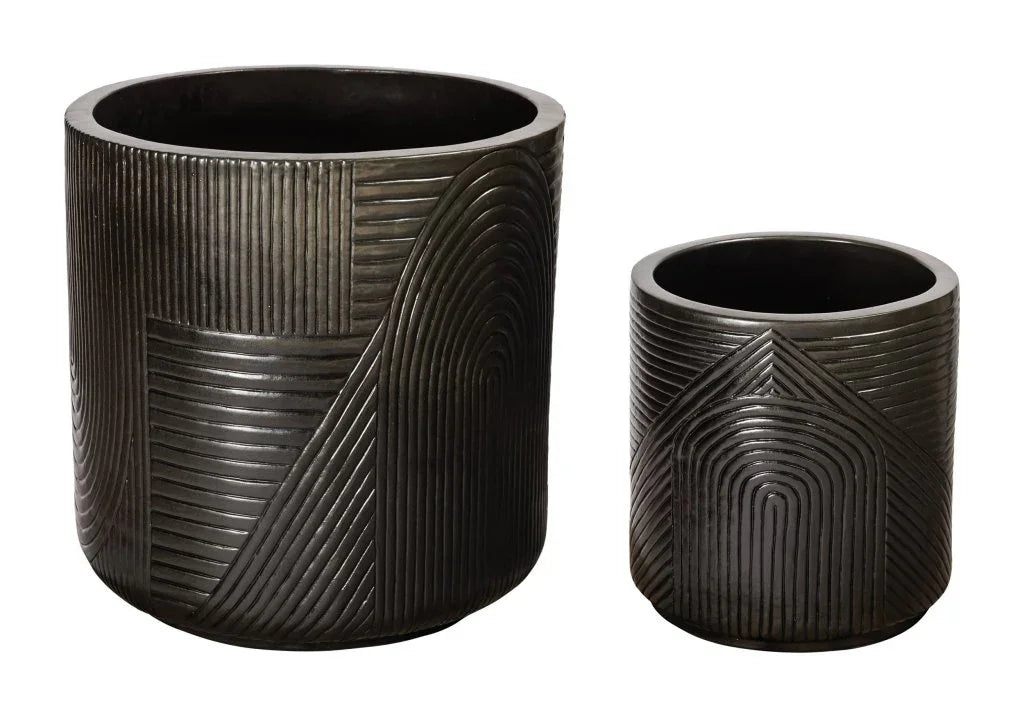 Serenity Textured Ceramic Patio Planter (Set Of 2)