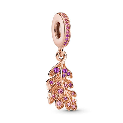 Rose Gold Fine Plated Pink Clip Dasiy Butterfly Dragonfly DIY Charms Fit Original Sterling Silver 925 Bracelet For Women Jewelry