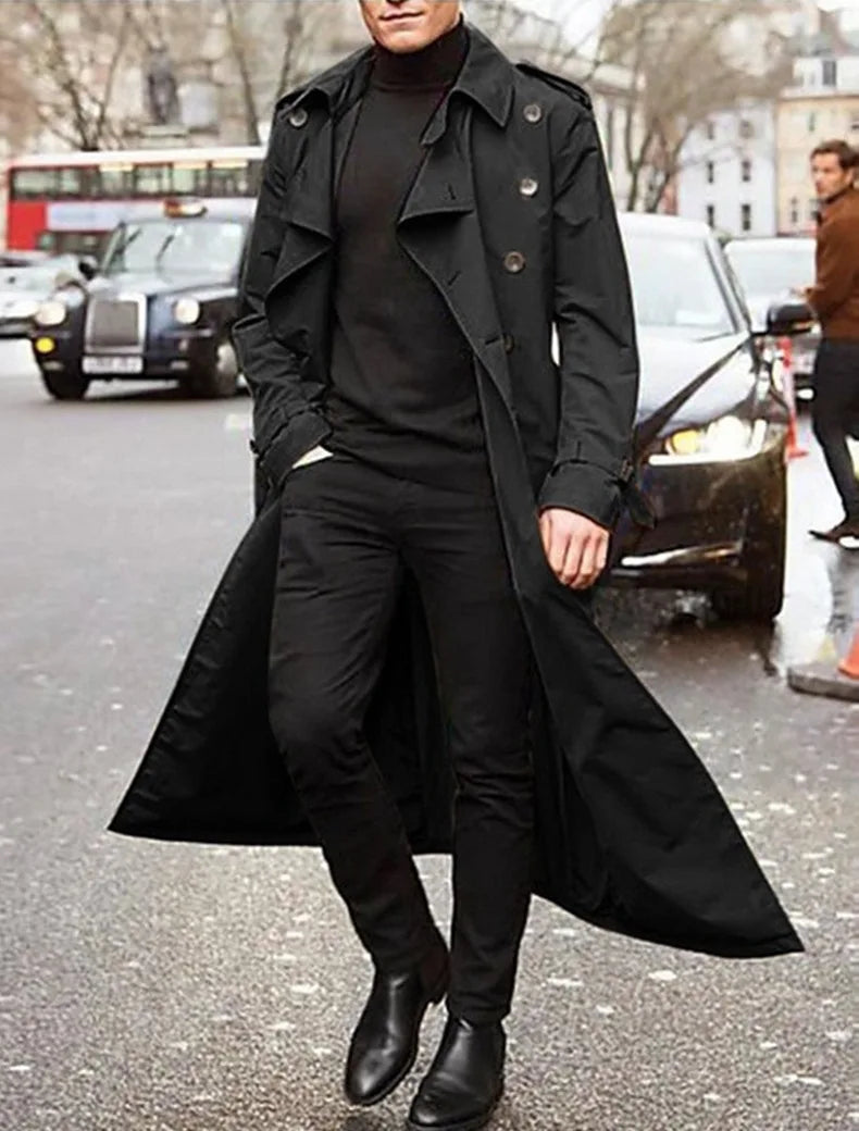 2026 New Men's Longline Trench Coat City Travel & Smart Casual