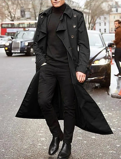 2026 New Men's Longline Trench Coat City Travel & Smart Casual