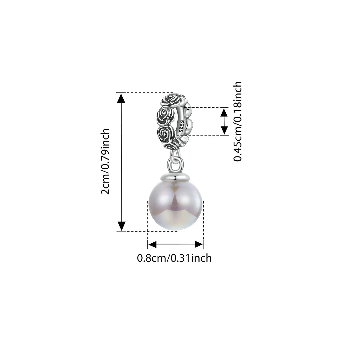 BISAER 925 Sterling Silver Vintage Dark Rose Charm Bead Black Rose Pendant for Women DIY Bracelet & Necklace Fine Jewelry