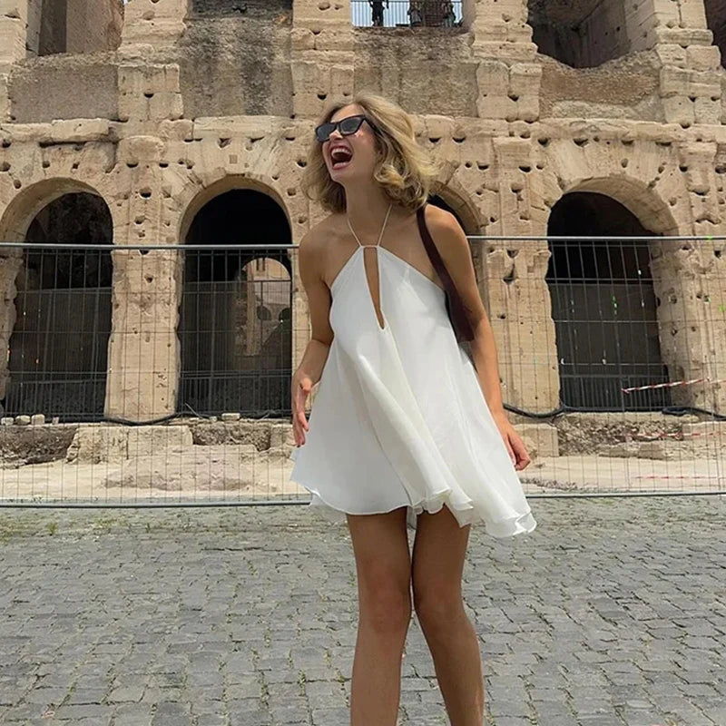 Sexy Party Off Shoulder Dresses Women's Elegant Sleeveless Hollow Out Beach Dress Backless High Street Lady Vestidos 2025 Summer