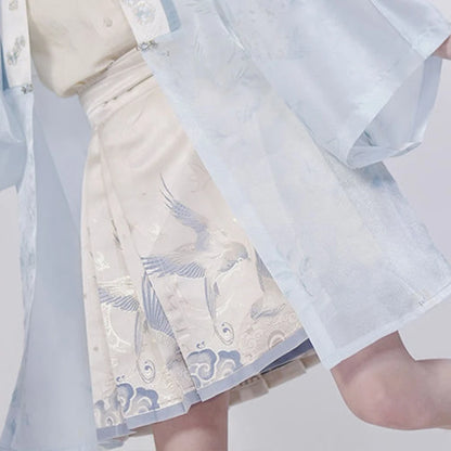 2023 Spring Summer New Fashion Printing High Waist Strap A-line Skirt Women High Street Chinese Style Loose Casual Pleated Skirt