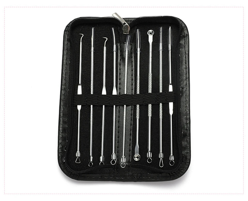 Acne Blackhead Remover Needle Tools Set  Blackhead Tweezer Pimple Extractor Stainless Steel Blackspot Removal Skin Care Tool