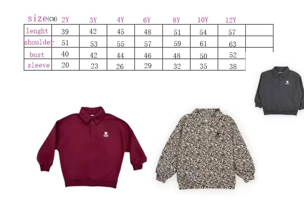 High quality Children's 25 Autumn Winter  Boys and Girls Leopard print Sweatshirt Top For boys and girls