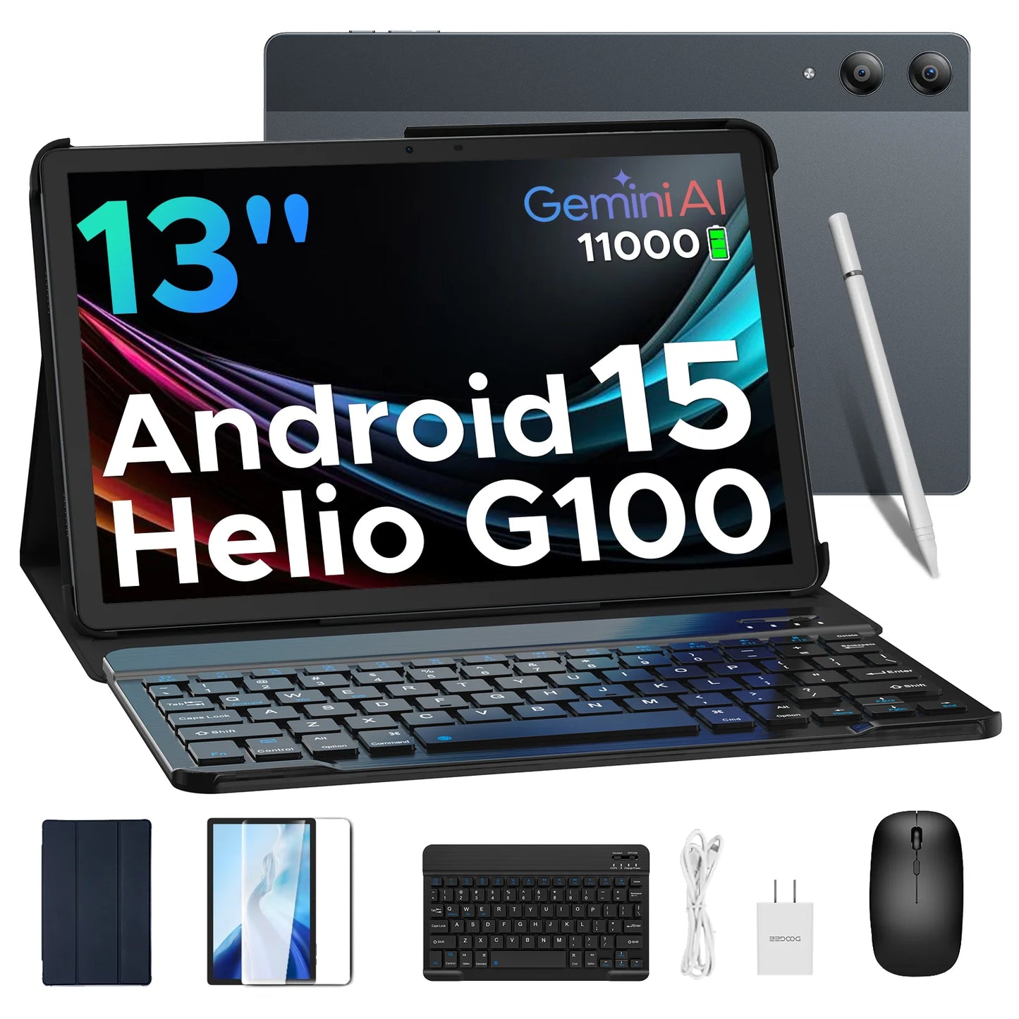 【Brand+】Doogee Tab E3 Pro 2 in 1 Tablet Pc 13" Android 15 Gemini Ai 32Gb Ram(8+24) 256Gb 11000Mah Battery Helio G100 Octa