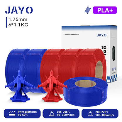 JAYO Refill PETG/PLA+ Filament 1.75mm Refill 3D Printer Filament, Suitable for Bambu Lab Filament & JAYO Reusable spools 6Rolls